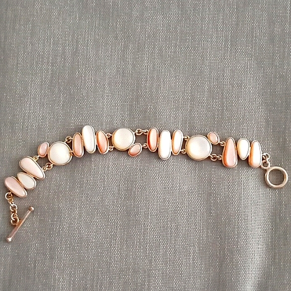 Jewelry - WHITE AND PINK MOTHER OF PEARL STERLING SILVER BRACELET